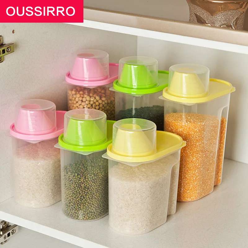 

Plastic Food Storage Containers Kitchen Accessories Candy Container For Food Save Grain With Cover Kitchen Storage color random