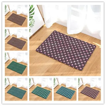 

Bar Geometry Printing Flannel Mats Bathroom Living Room Carpets Colorful Mat for Hallway Anti-Slip Tapete
