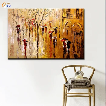 

Velvet Rain Pic Hand painted Modern Abstract Oil Painting Canvas Wall Art Gift for Living Room Decor No Frame by JYJ ART SL116