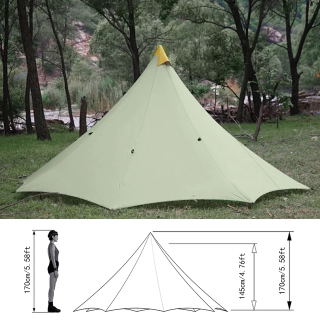 Special Offers Ultralight 2-4 Person 680g Outdoor Camping Tent 20D Nylon 2-Side Silicone Coated Rodless Pyramid Flysheet 4 Season 2 Window Tent