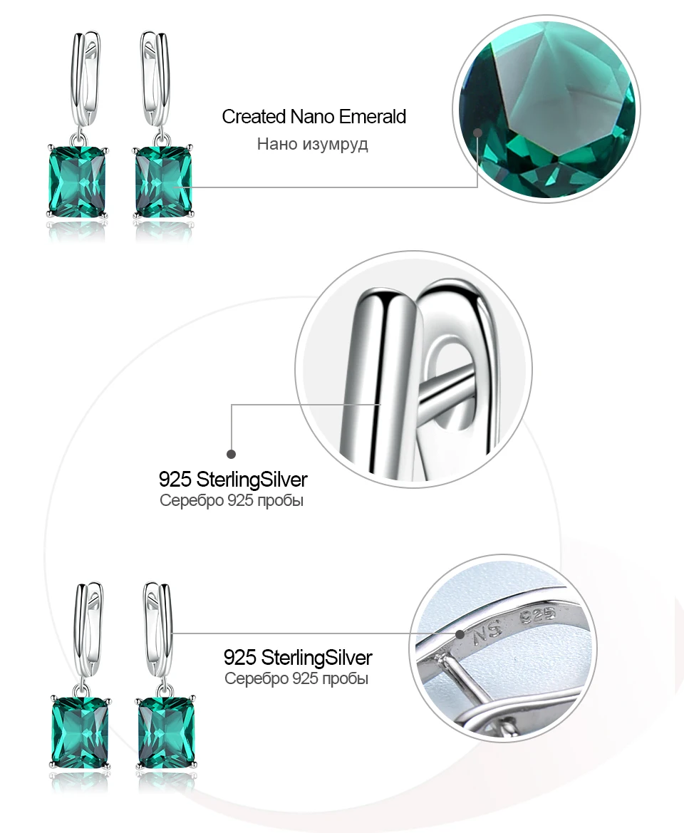 UMCHO &nbsp;&nbsp;Emerald 925 sterling silver earring for women EUJ094E-1-pc (7)