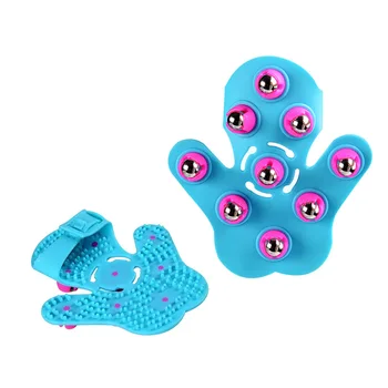 

Newly 1 Pcs Body Massager Glove Palms Shaped 9 Metal Roller Ball Stress Relief Anti Cellulite 19ing
