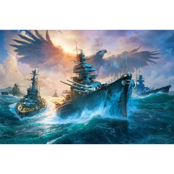 

5D DIY diamond painting battleship mosaic pattern diamond painting cross stitch diamond embroidery painting home decoration F652