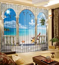 Декорации для фото плотные 3D шторы для гостиная постельные принадлежности комнатные занавески живописные мрамор арки, морская звезда s