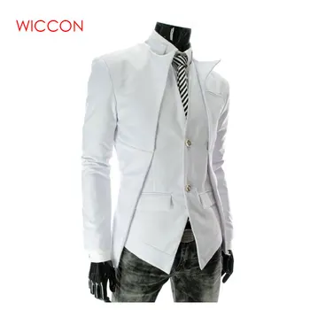 

2020 Top Brand Fashion Men's Suit Jacket Slim Asymmetrical Design Tuxedo Jacket Solid Business Suit