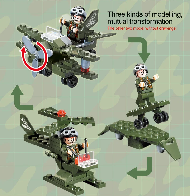 804 50pcs Military Constructor Model Kit Blocks Compatible LEGO Bricks Toys for Boys Girls Children Modeling