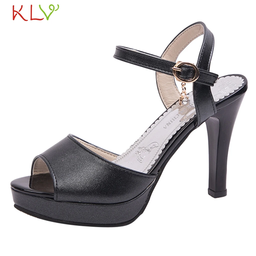 

High Heels Shoes Women Sexy Buckle Peep Toe Pumps Shallow Office Lady Wedding Sapato Feminino Platform Single Shoes 18Dec26