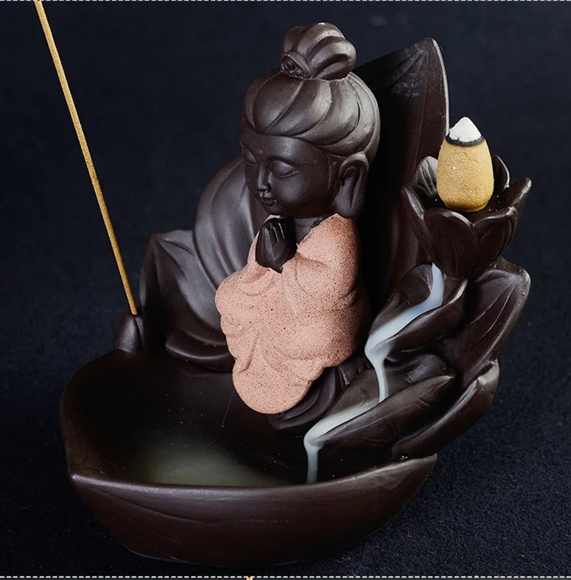 FF Creative Buddha Guanyin Ceramic Incense Burner Buddhist Supplies