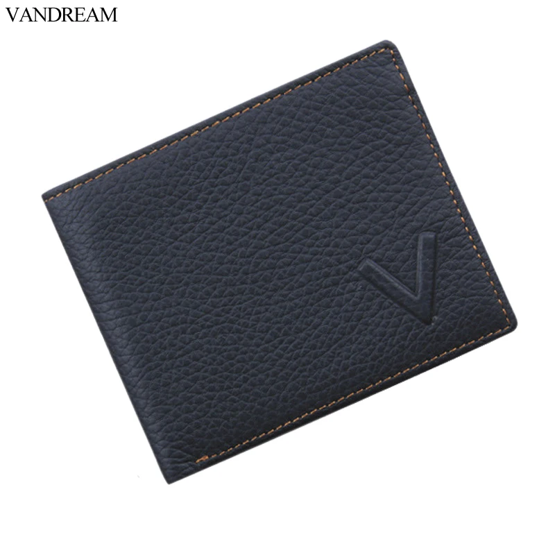 

VANDREAM Men Wallets Famous Brand Designer 100% Genius Leather Cowhide Short Casual Purse Wallet Money Pocket Male Clutch Wallet
