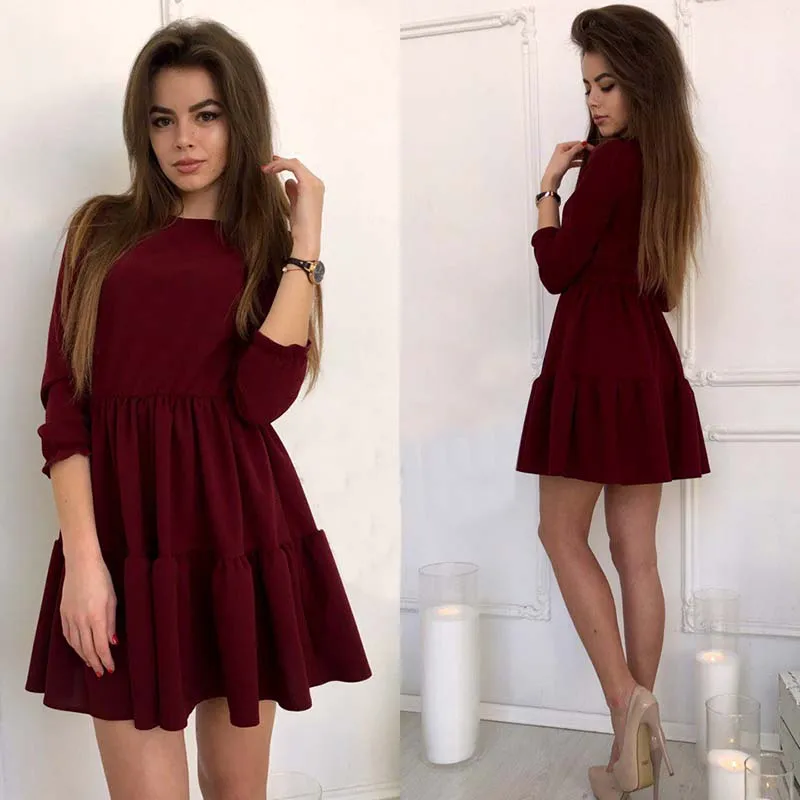 maroon casual dress