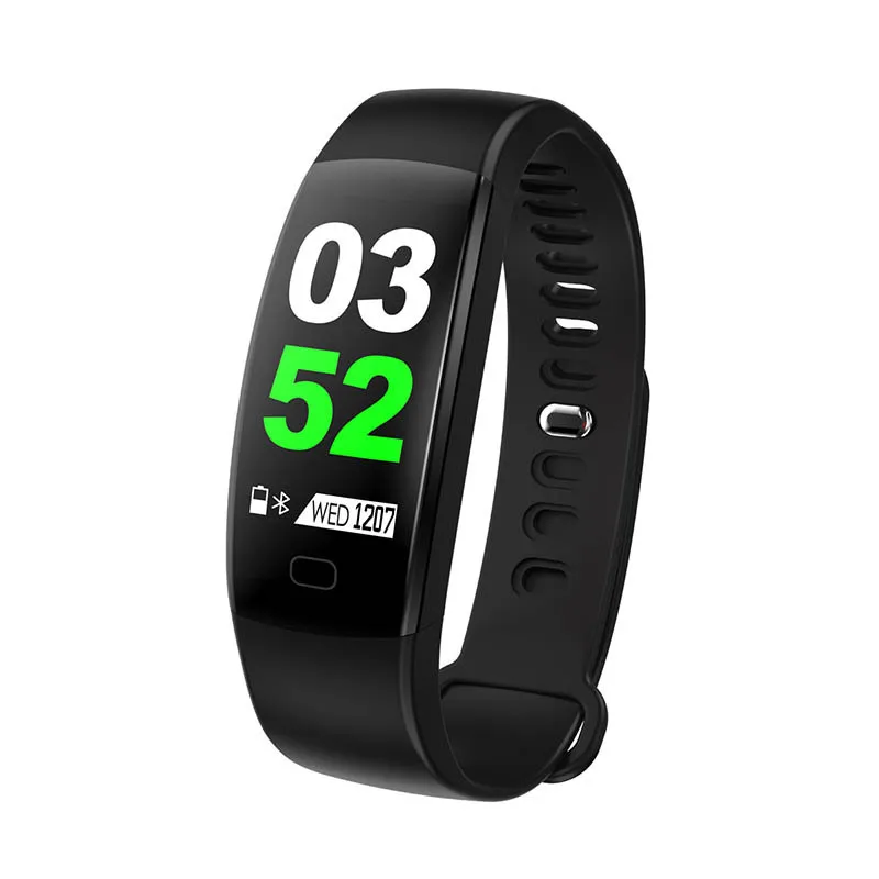 F64 HR умный Браслет F64HR Smartband водонепроницаемый монитор сна фитнес-браслет умные часы будильник для iOS Android - Цвет: Черный