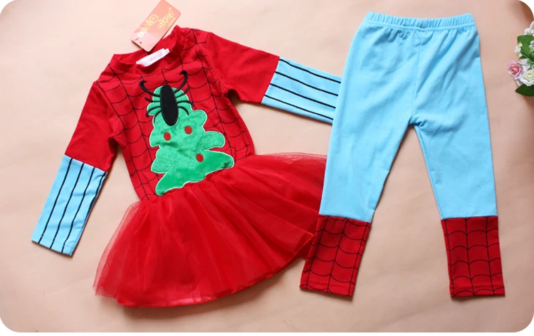 Новое поступление специальный рождественский Costume / 2 шт. комплект: пачка платье+ хлопок леггинсы / девочка круто год комплект одежды