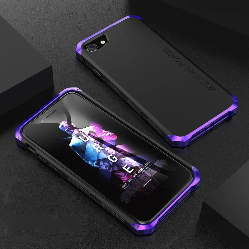 Чехол для Iphone 7/8 plus с металлической головкой и задней крышкой из поликарбоната, защитный чехол с защитой от падения на 360 градусов Чехол для Iphone 7/8 plus с металлической головкой и задней крышкой из поликарбоната, защитный чехол с защитой от падения на 360 градусов