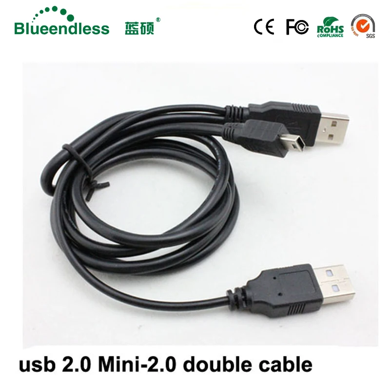

1m USB 2.0 jack cable up to 480Mbp/s double BS-2A-Mini-2.0 mini usb cable usb extension for mobile phone/hdd enclosure