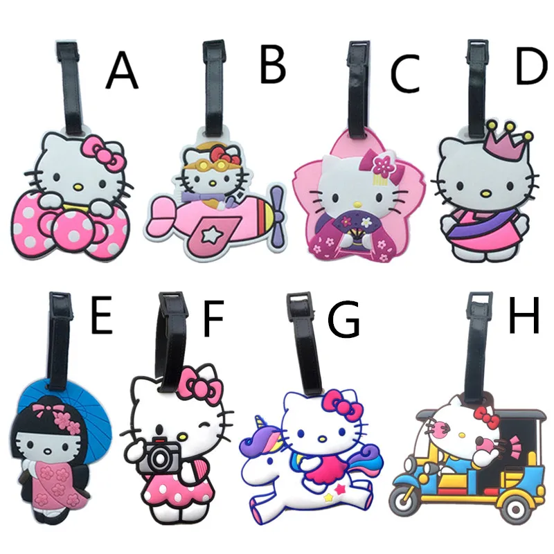 

2017 New Cute ID Luggage Tags Hello Kitty Creative Cartoon Silicone Girls Suitcase/Handbag Label Tag Pink PVC Travel Accessories