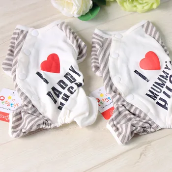 

2020 New Spring Summer Cute Pet Puppy Pajamas I Love Daddy Mummy Clothing For Dog Cat Coat Jumpsuit Costume Free Shipping
