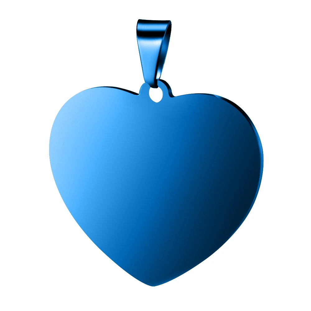 Персонализированные любовные бирки фото выгравированное ожерелье кулон из нержавеющей стали ожерелье Сердце Стиль Индивидуальные ювелирные изделия для женщин подарок - Окраска металла: Blue S