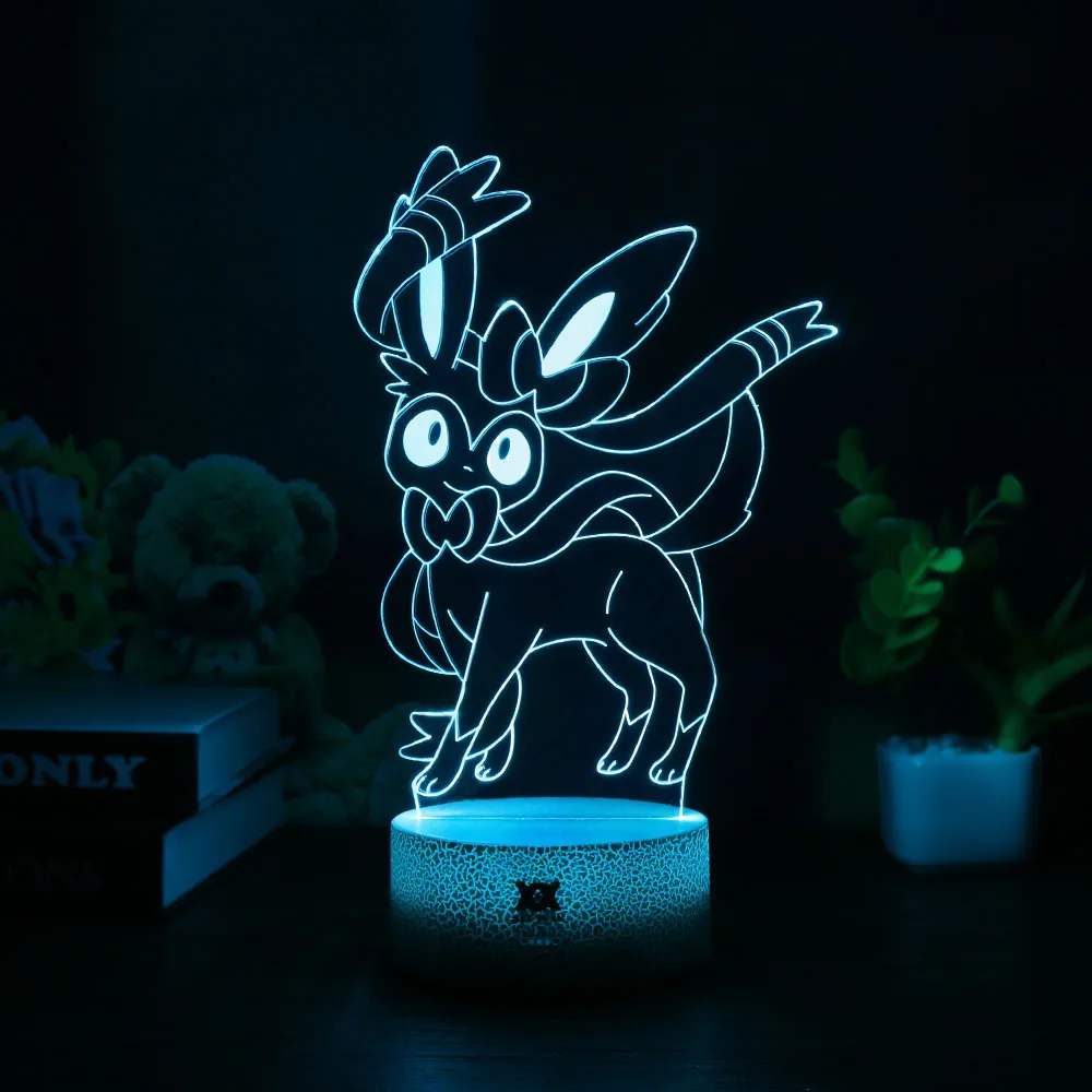 Популярная игра Покемон Eevee семейная серия 3D лампа USB мультфильм ночной Светильник СВЕТОДИОДНЫЙ 7 цветов Настольная лампа подарки для детей HUI YUAN бренд