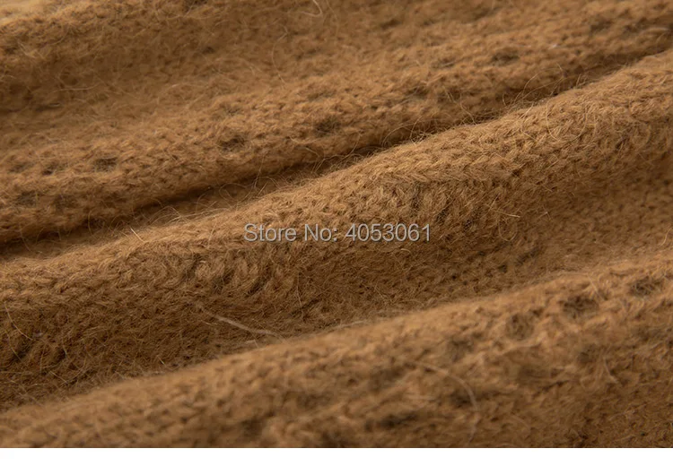 Latest Mohair& Wool Blend Jumper V Neck Hollow Out Button Front Knit Sweater- Female Camel Color Knitting Cardigan Top