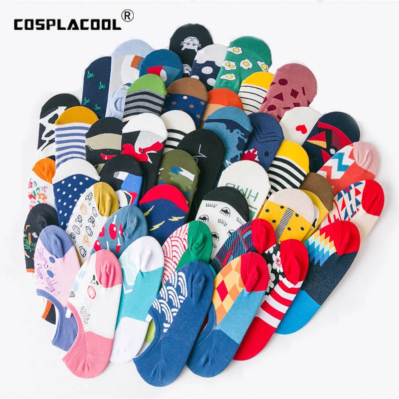 

[COSPLACOOL]Cute Funny Women Socks Non-slip Invisible Socks Women Summer Cotton Crew Boat Socks Harajuku Ship Calcetines Mujer