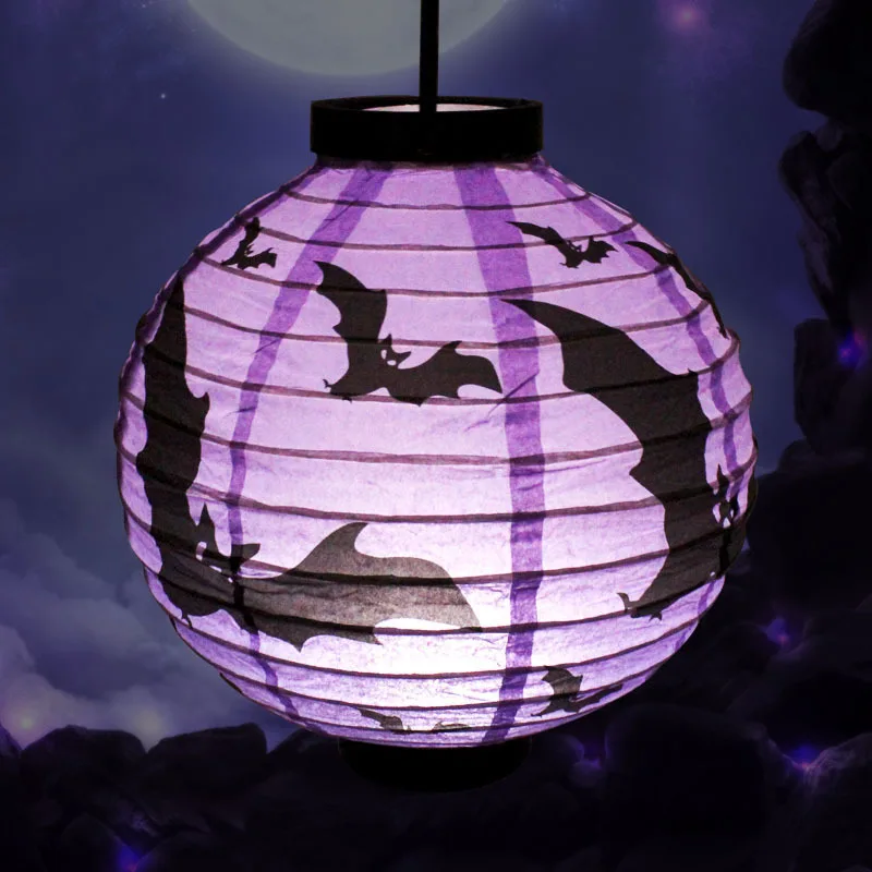 Хэллоуин СВЕТОДИОДНЫЙ бумажный фонарь ужас Ночной свет Хэллоуин вечерние праздничные украшения лампы Тыква призрак паук подвесной фонарь