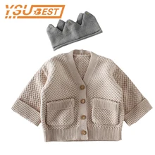 Кардиган для девочек; свитера для маленьких девочек; зимняя одежда; вязаный Детский кардиган с карманами; свитера для маленьких мальчиков; кардиган; одежда для малышей
