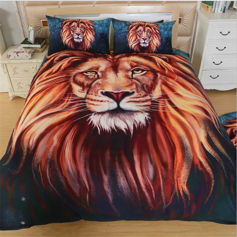 

new 3D Digital Lion Pattern Cotton Queen Twin Size Bedding Set 3/4 PCS Chuildren Duvet Cover Sheet Set funda cobertor cama