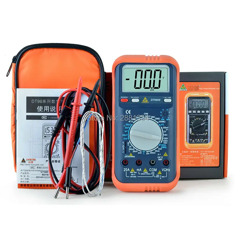 

DT-9808 multimeter digital multimeter auto range tester multimetre multi meter multitester Max 10A 1000V