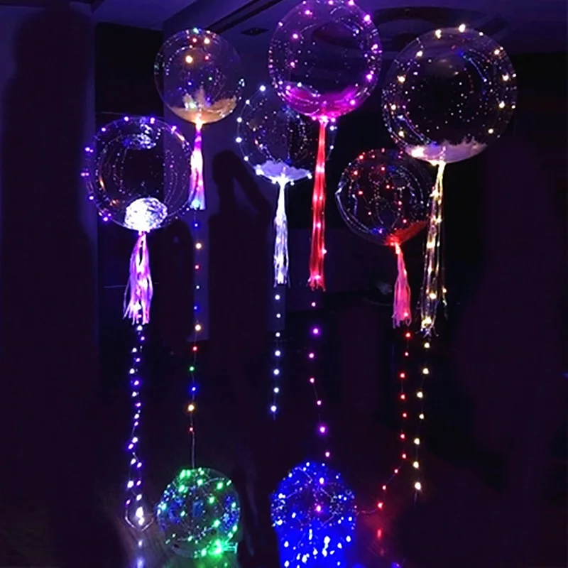 

30 Luminous LED String Lights Helium Balloon Transparent Balloon Round Bubble Helium Balloons Christmas Wedding Party Decoration