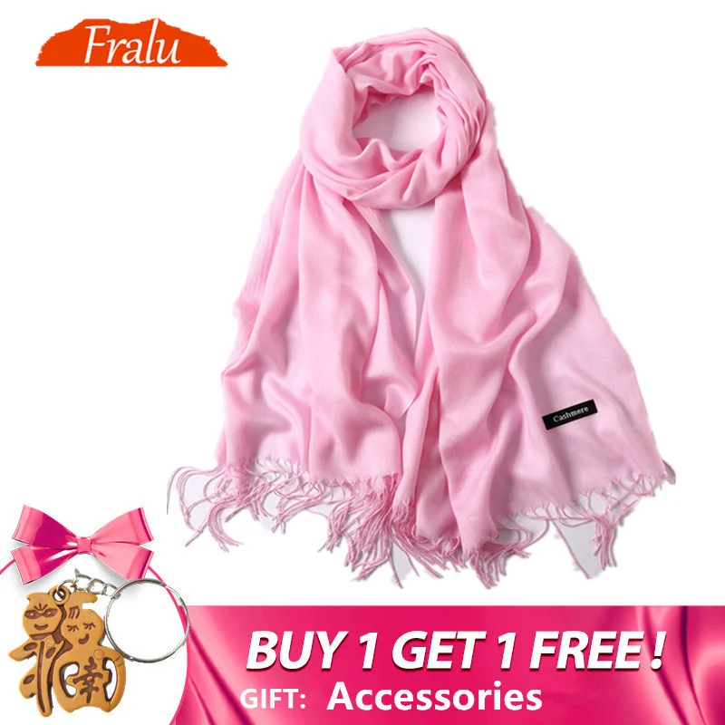 

FRALU New fashion spring winter scarves for women shawls and wraps lady pashmina pure long cashmere head scarf hijabs stoles