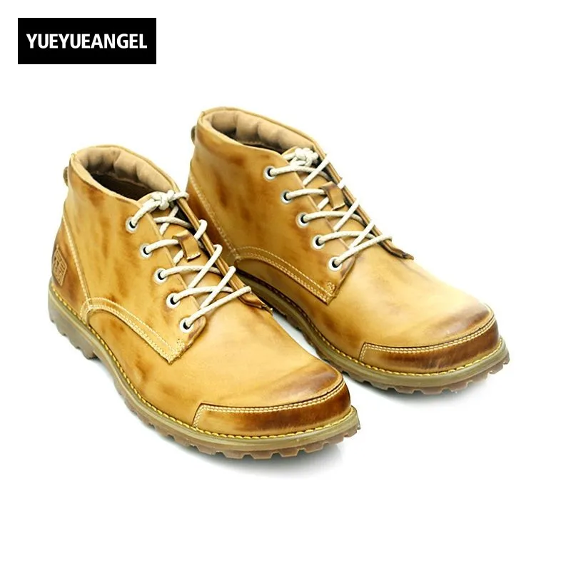

2019 New Arrival Hot Sale Men Shoes Comfrtable Breathable For Men Yellow Ankle Boots Genuine Leather Shoes Boots Free Shipping