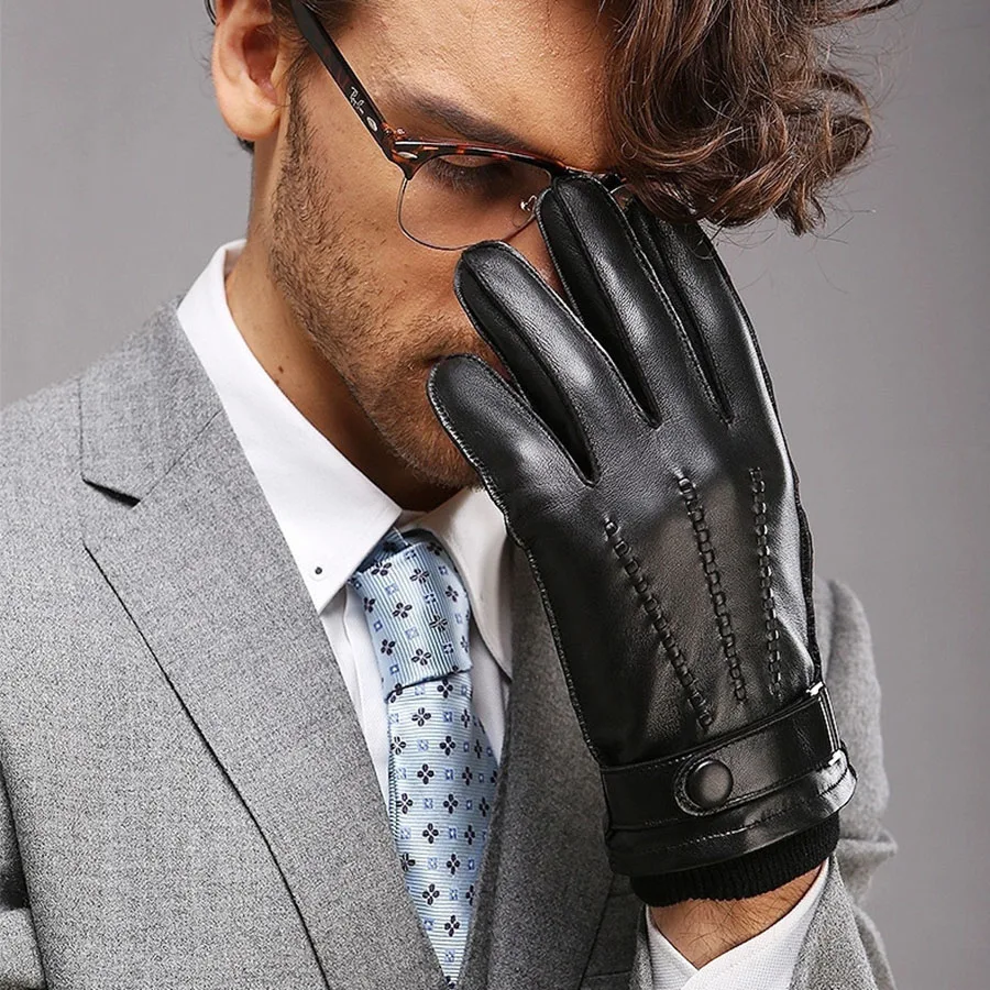 black-genuine-leather-men-gloves-thermal-winter-driving-glove-fashion-direct-selling-wrist-top-quality-goatskin-rushed-m016wz