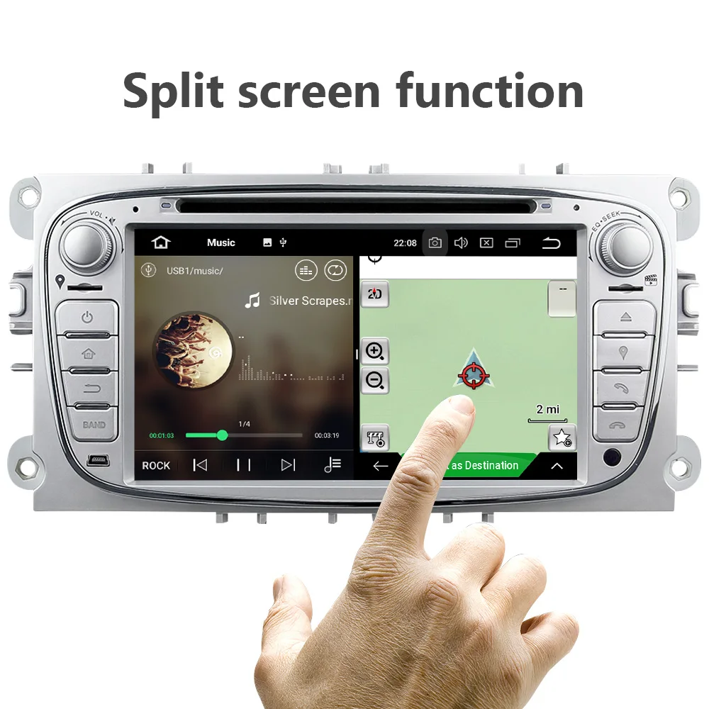 Cheap Eunavi Quad core 2G RAM Android 9  2 din Car DVD Player Car Radio GPS Navi for Ford Focus Galaxy with Audio tereo Head Unit 2