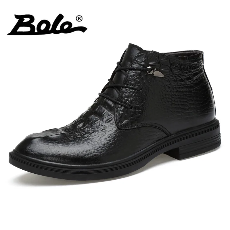 

BOLE Brand Men Shoes 2017 Autumn&winter New Design High Top Men Leather Shoes Handmade Cowhide Leather Shoes Men Big Size 35-48