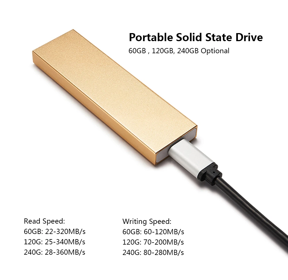 OSCOO 60G 120G 240G Portable Mini Solid State Drive USB Type C 3.1