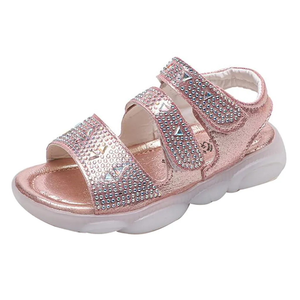 Muqgew для малышей детские сандалии для маленьких девочек с украшением в виде кристаллов; женская обувь с блестящими Летнее платье принцессы Обувь, сандалии для девочек Повседневное спортивные сандалии