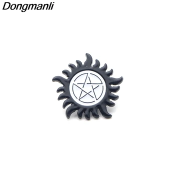 

P2558 Dongmanli 20pcs/lot wholesale Supernatural Pentagram sign Enamel Pin Buckle Shirt Pins and Brooches for Women