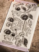 flowers silicone clear stamp w leaf plant scrapbooking seal handmade diy notebook roller