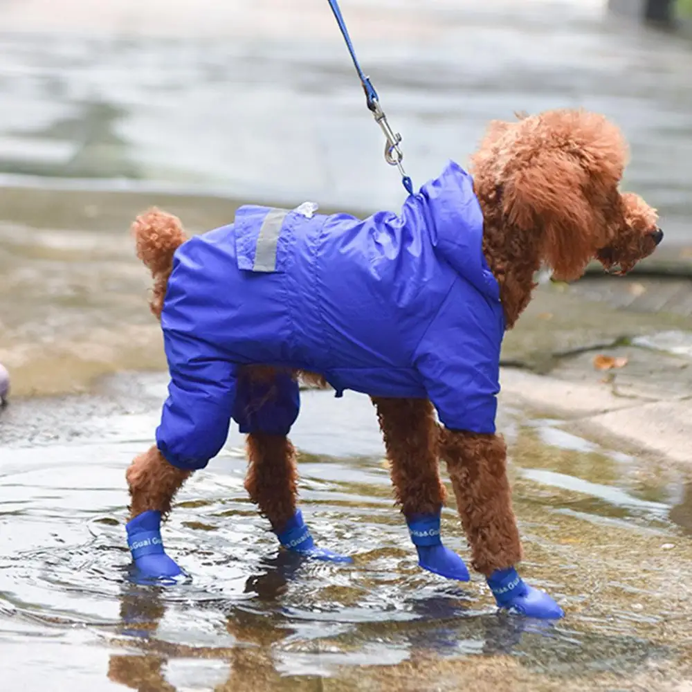 

Pet Dog Boots With Four Silicone Antiskid Shoes Wear Waterproof Dogs Shoes Candy Colored Pet Rainy Days Appear Essential