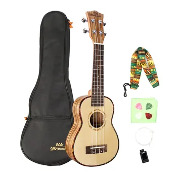 

21-Inch Zebrawood Ukulele Veneer Small Guitar Four Strings Spruce Veneer Ukulele Hawaiian Small Guitar For Beginner US-52A
