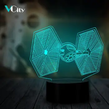 

VCity TIE Fighter 3D Lamp Lighting LED USB Mood Night Light Multicolor Luminaria Table Lamp Gifts for Movie Fans Led RGB LED
