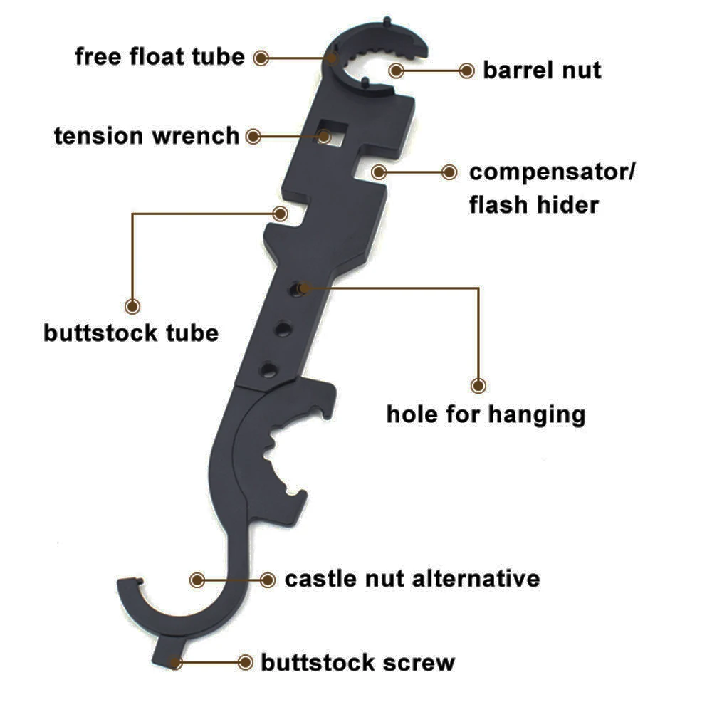 Тактический Многофункциональный комбинированный ключ оружейной корончатая гайка гаечный ключ приклад трубка инструмент для ствольной накладки на открытом воздухе для AR-15/AR-10/M4/M16