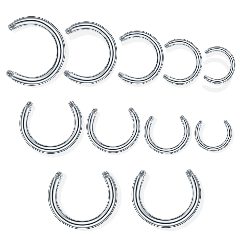 

100PCS Steel Horseshoe Piercing Bar Post Only For Ear Septum Helix Nose Rings Replacement Accessories Piercings Jewelry 14G 16G