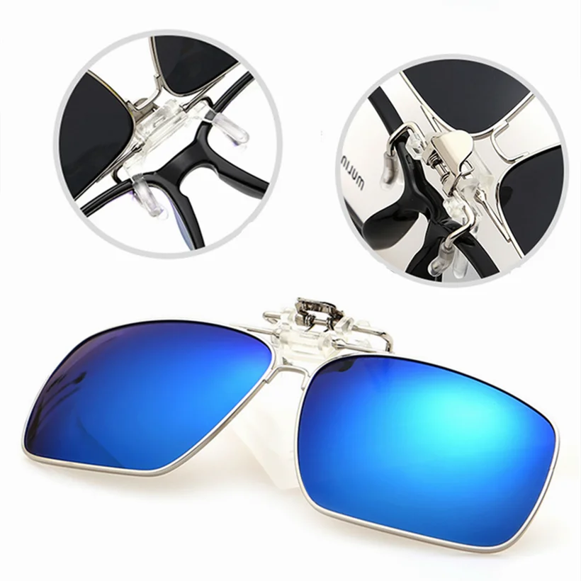 

UVLAIK Men Full Frame Polarized Clip On Sunglasses Men's Women's UV400 Myopia Filp on Sun Glasses Driving Night Vision Lens