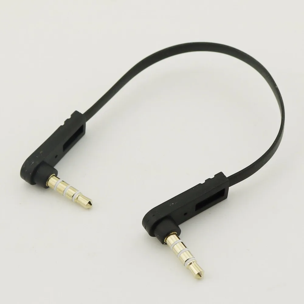 1pcs 3.5mm 4 Pole Right Angled Male to Male Stereo Audio Flat Wire