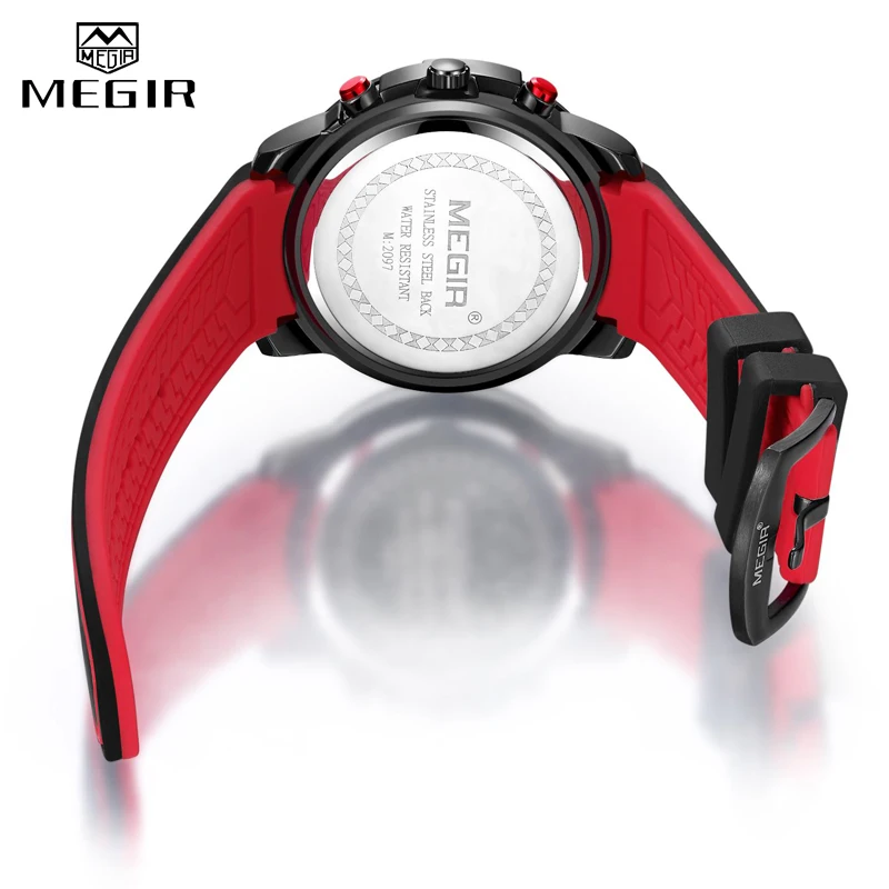Relojes 2019 MEGIR часы для мужчин Роскошный хронограф силиконовые водонепроницаемый