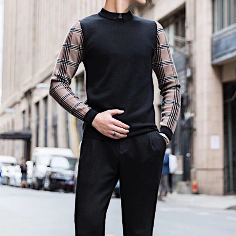 Plaid Sweaters Mens Red Sweater Dress British Fashion Sueter Hombre