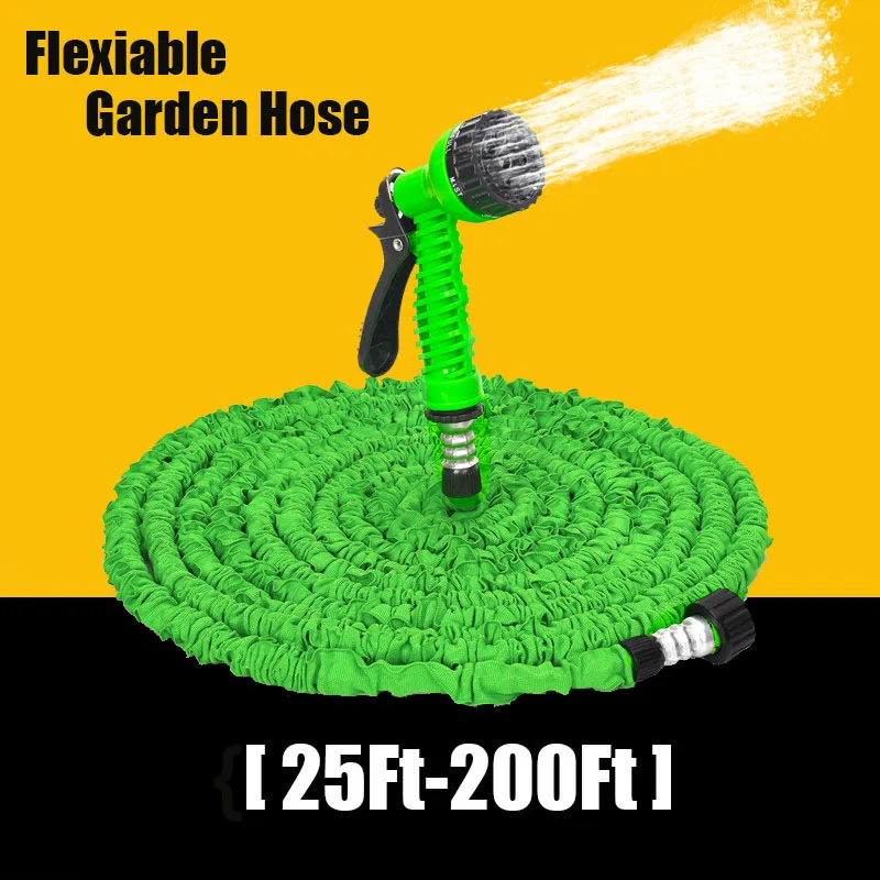 

25-200FT Expandable Magic Flexible Garden Hose For Car Water Pipe Plastic Hoses To Watering With Spray Gun Garden Watering Cool
