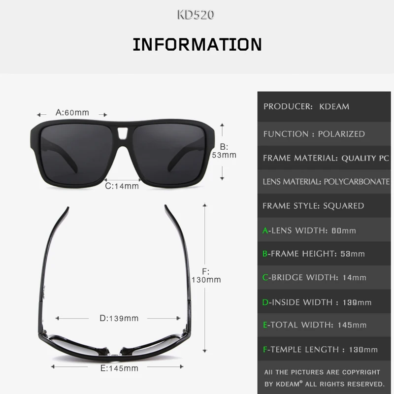 KDEAM, новинка, зеркальные солнцезащитные очки, мужские спортивные очки, женские, поляризационные, большой размер, солнцезащитные очки, UV400, защита, Жесткий Чехол KD520