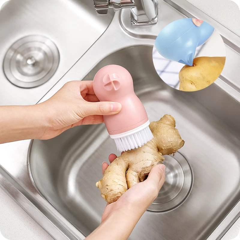 

Kitchen Home Vegetable Cleaning Brush Cute Shape Random Color Silicone Fruits Easy Cleaning Brush Potato Carrot Ginger Cleaning